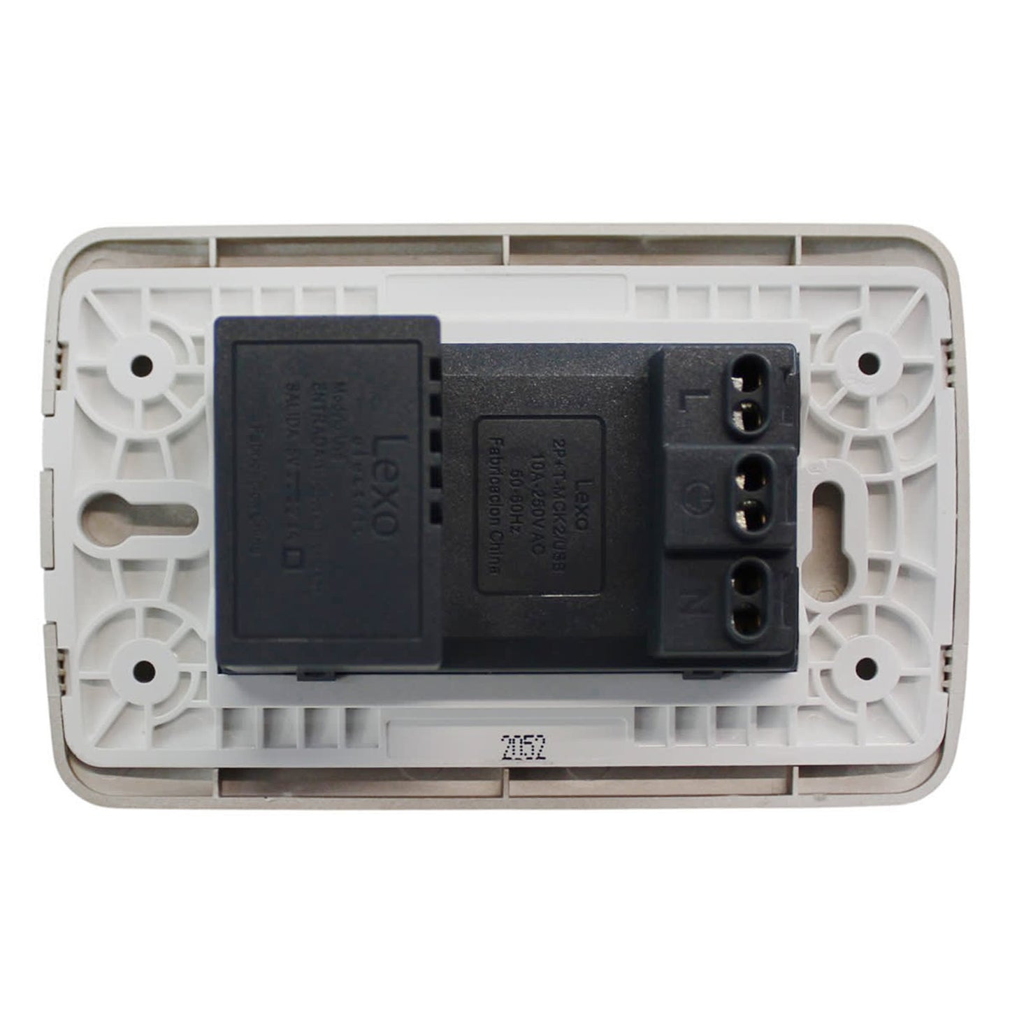 Enchufe Embutido Duplex 2p+t 10a + 2 USB Café / Titanio Armado - Lexo