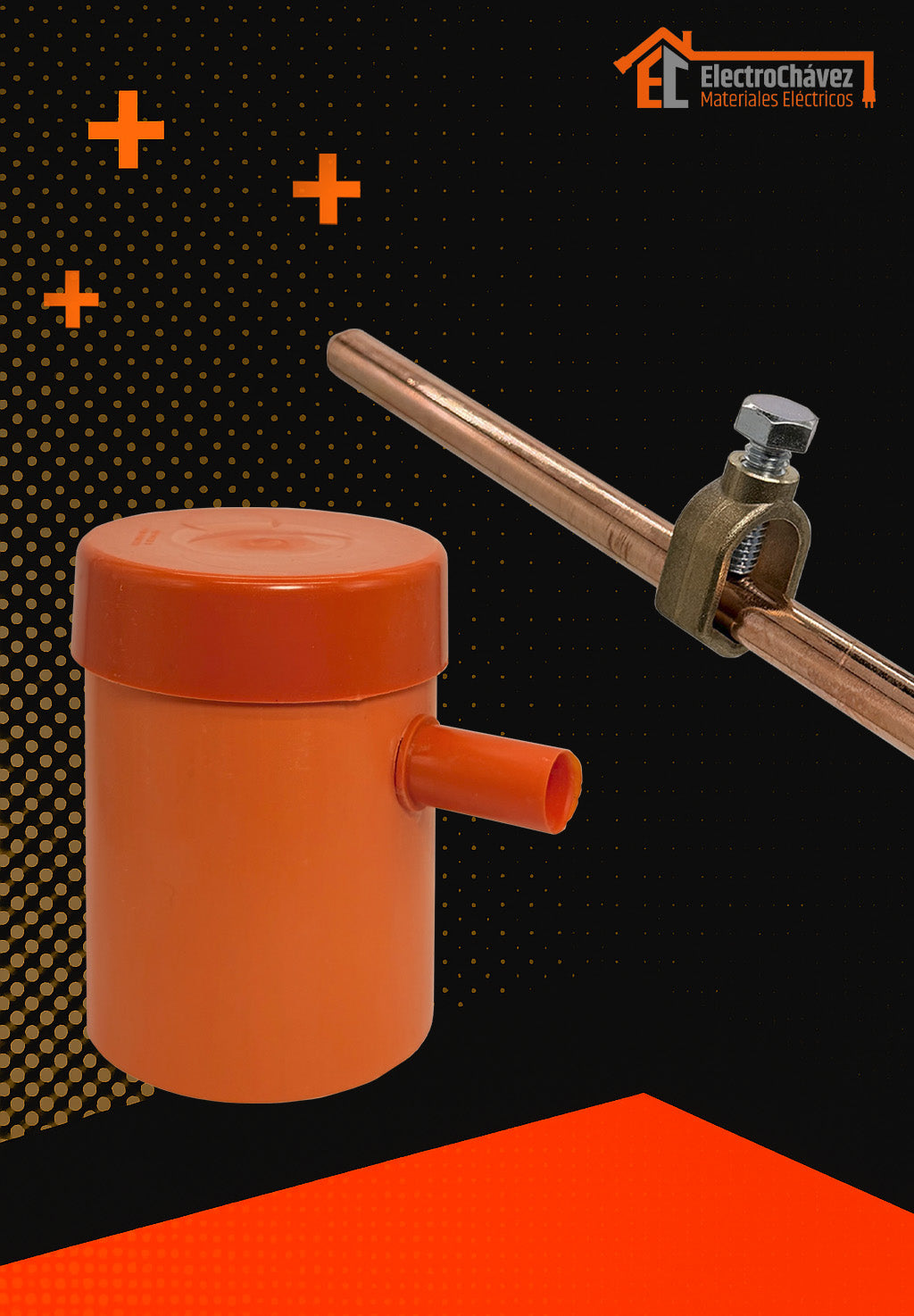 Pack Barra Tierra 1mt + Conector Bronce + Cámara Registro 110mm