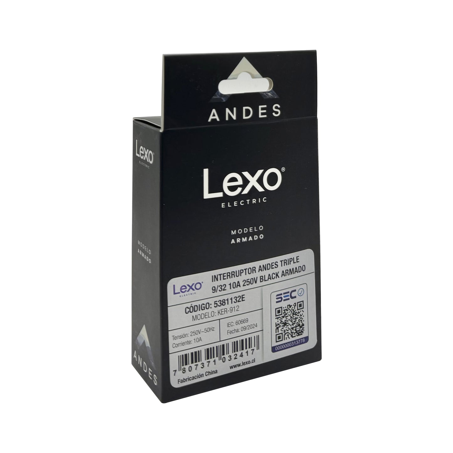Interruptor Embutido Triple 9/32 10a Black Andes Armado Metal - Lexo