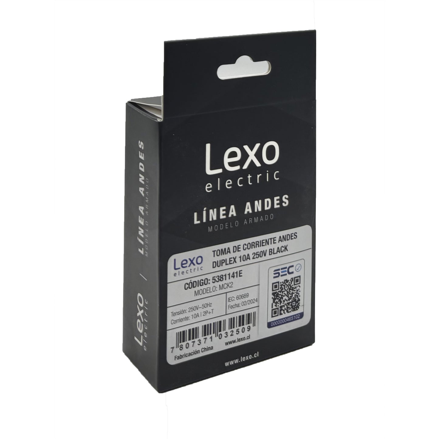 Enchufe Embutido Duplex 2p+t 10a Black Andes Armado Metal - Lexo