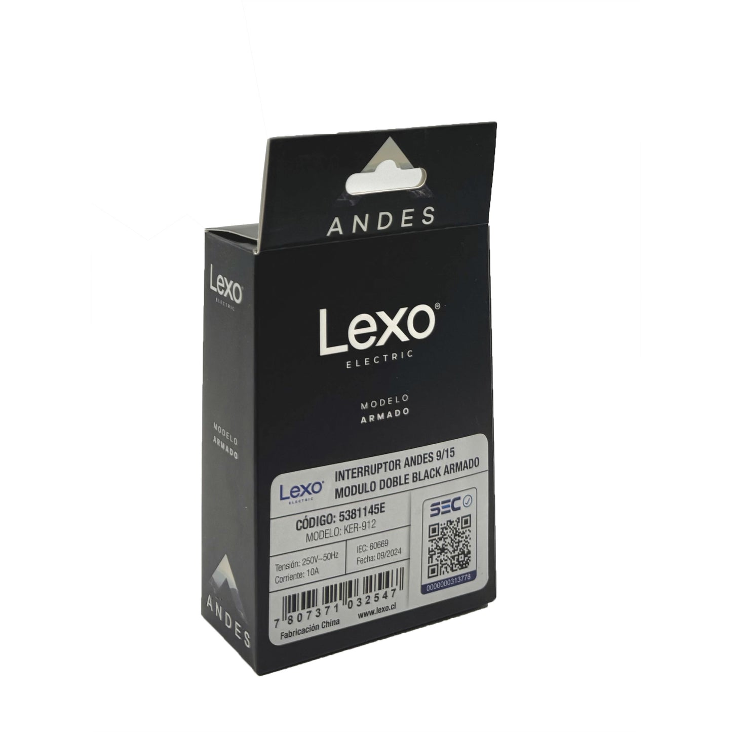 Interruptor Embutido Doble Teclón 9/15 10a Black Andes Armado Metal - Lexo