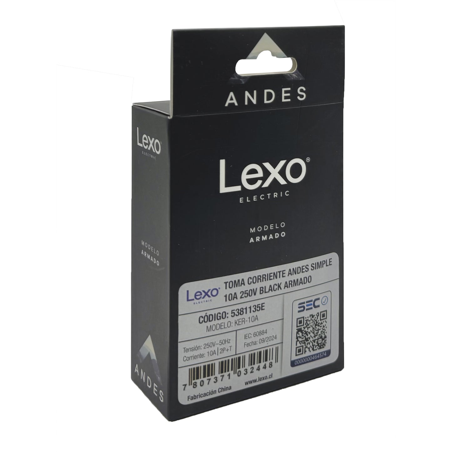 Enchufe Embutido Simple 2p+t 10a Black Andes Armado Metal - Lexo