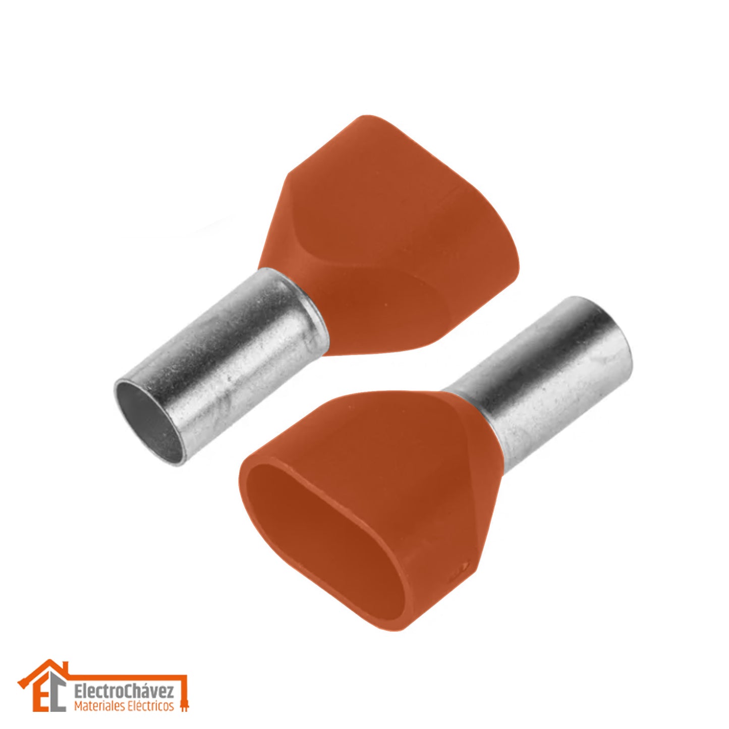 Terminal Ferrul Doble Aislado 8 awg / 10 mm Naranjo (20 unidades)