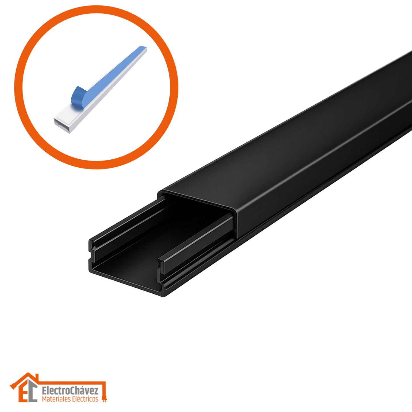 Canaleta / Moldura PVC Con Adhesivo 20x10mm Largo 2mts Negro