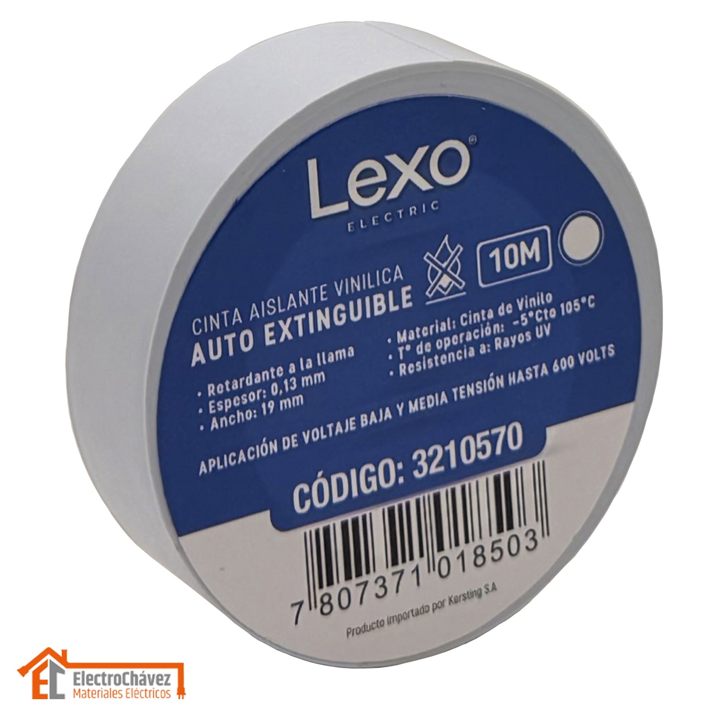 Cinta Huincha Aislante Autoextinguible 10m Blanco - Lexo