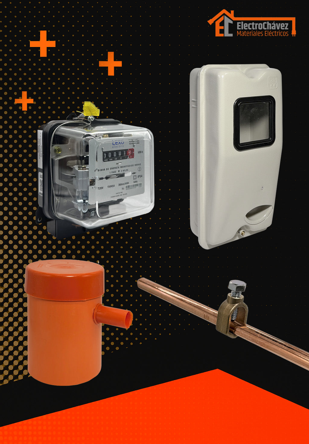 Pack Medidor Monofásico + Caja Empalme + Kit Tierra 160mm