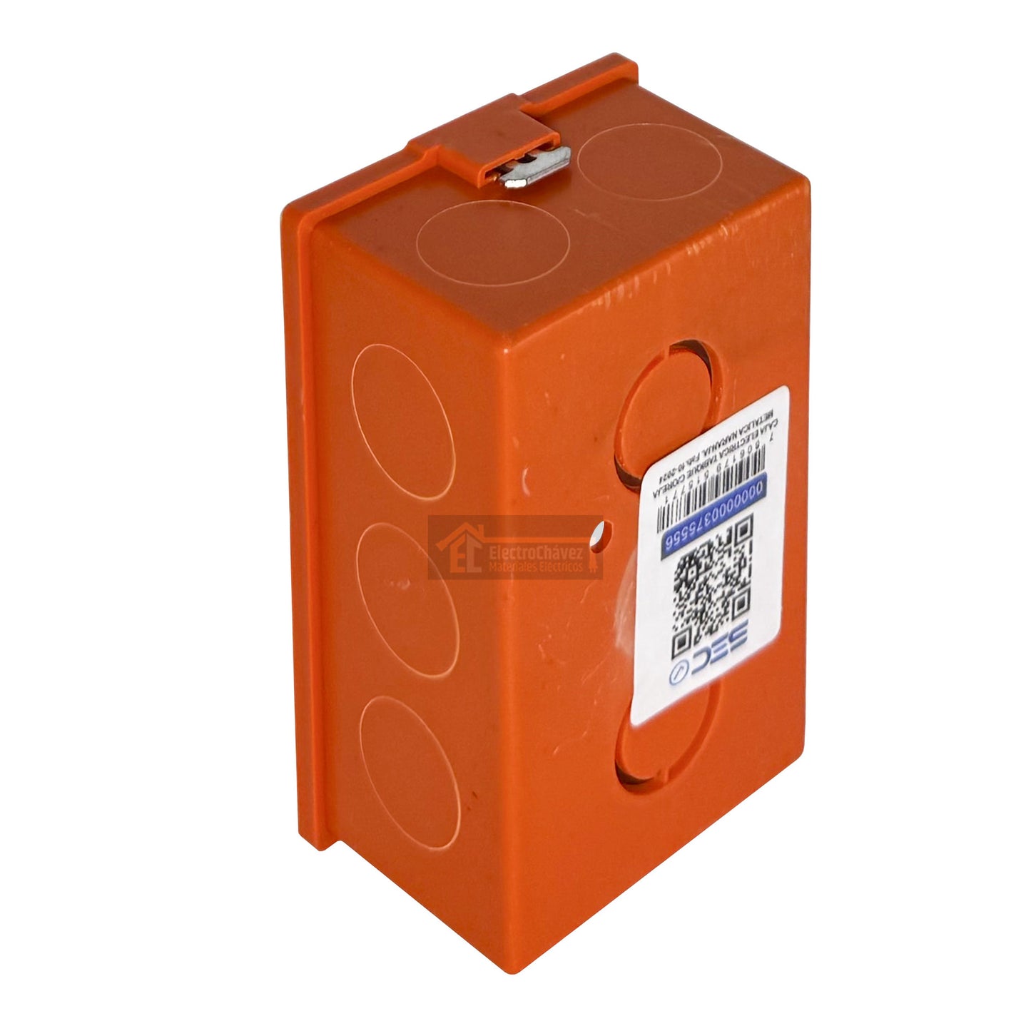 Caja Distribución Embutida Eléctrica Pvc Tabique Aro metal Naranja