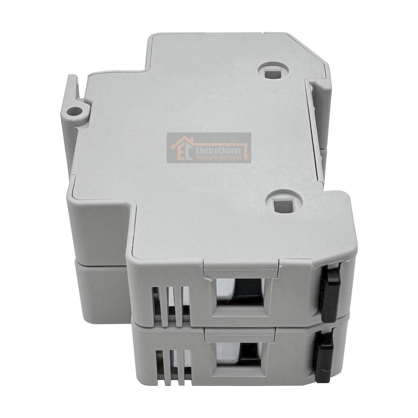 Base Portafusible Doble con Luz Piloto y Alarma 2p 10x38mm 32a Riel Din (Sin Fusible)