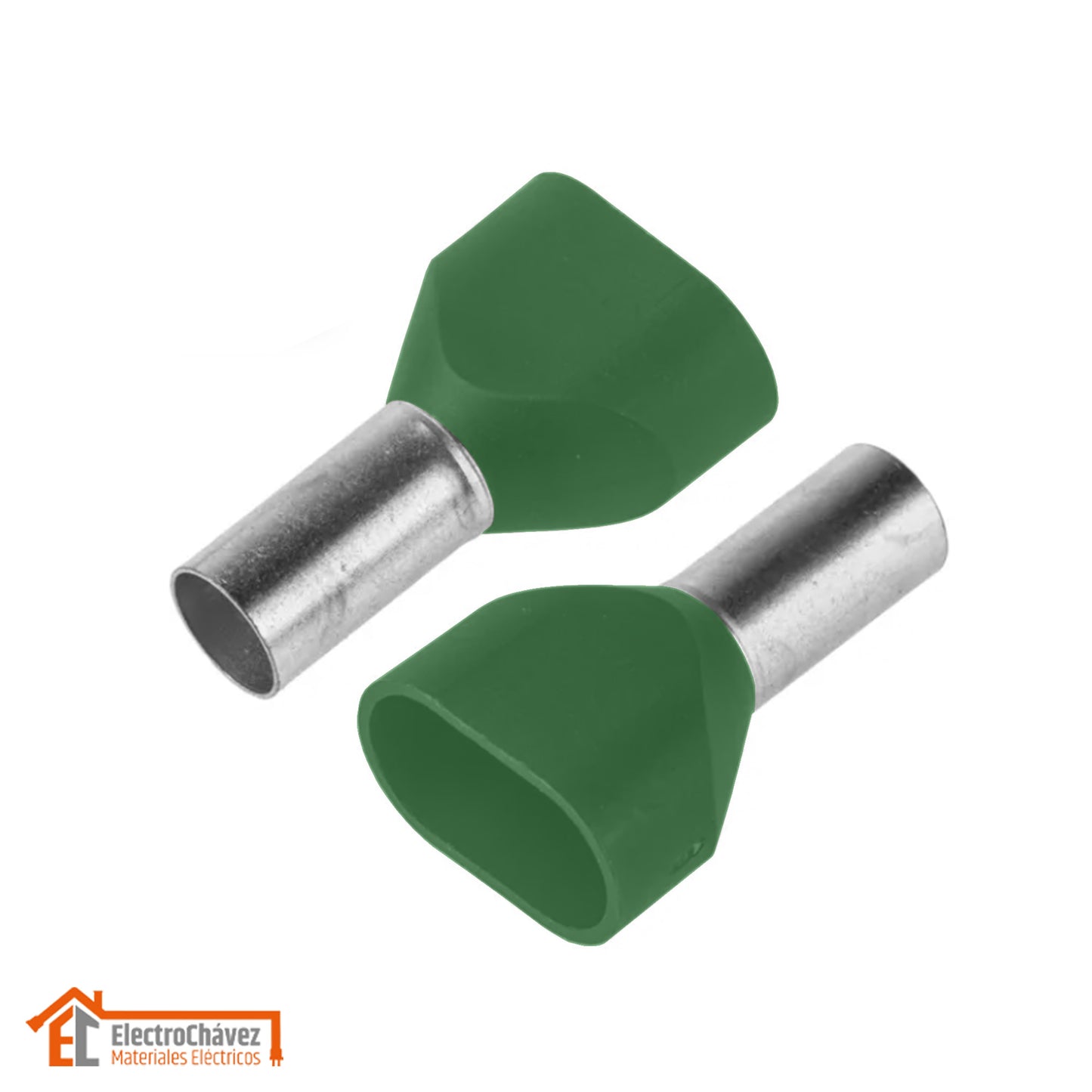 Terminal Ferrul Doble Aislado 8 awg / 10 mm Verde (20 unidades)