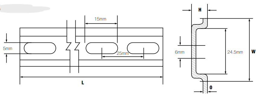 Riel Din Bicromado Perforado 35 mm x 1 m