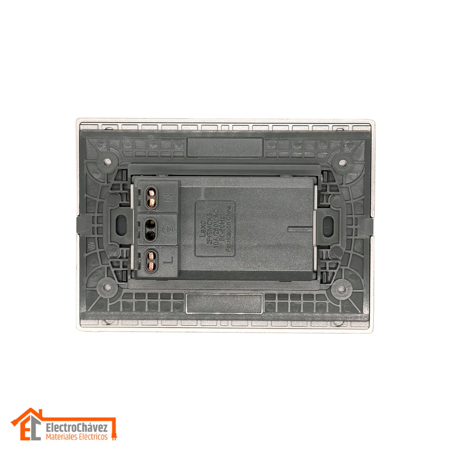 Enchufe Embutido Duplex 2p+t 10a Silver Andes Armado Metal - Lexo