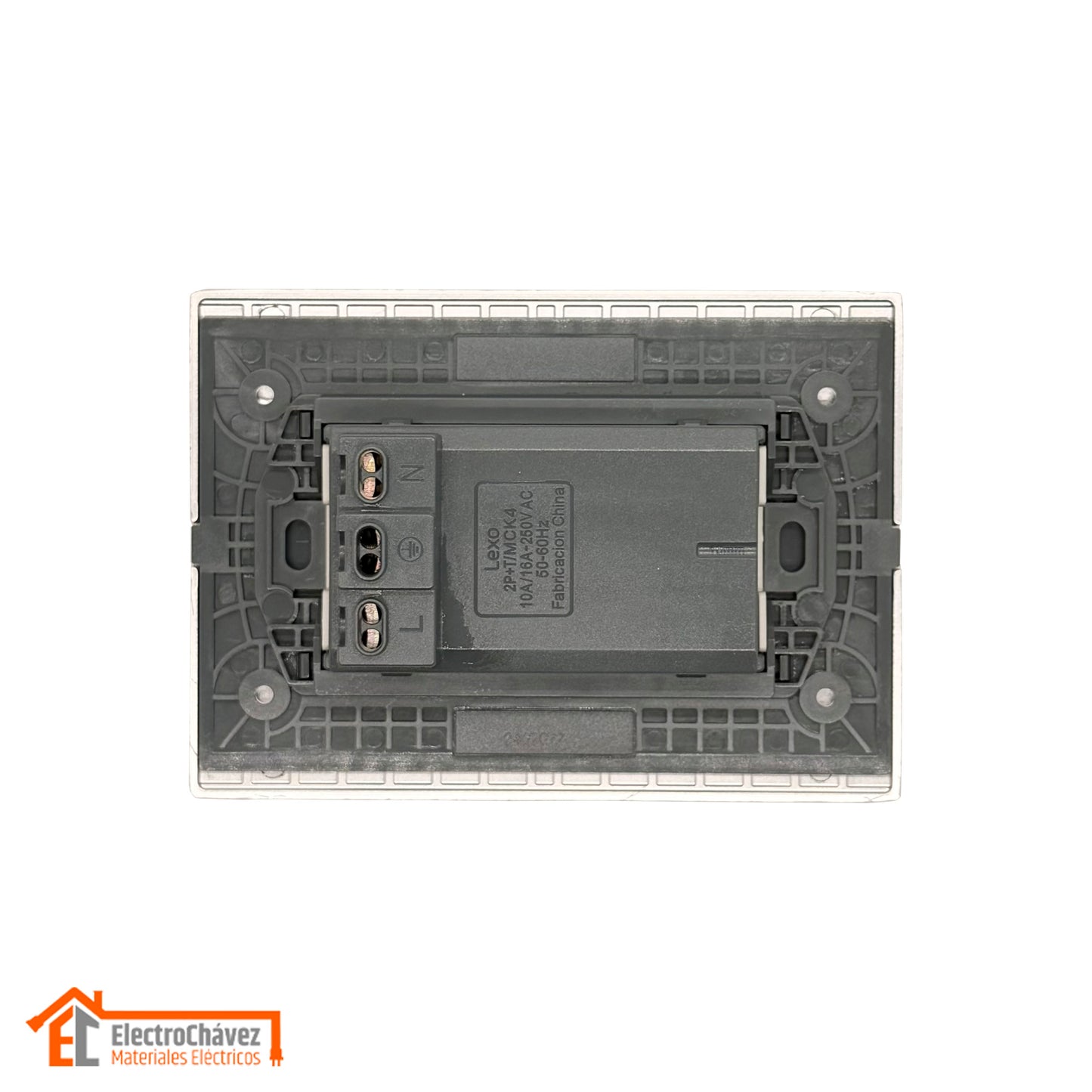 Enchufe Embutido Doble 2p+t 16a Silver Andes Armado Metal - Lexo