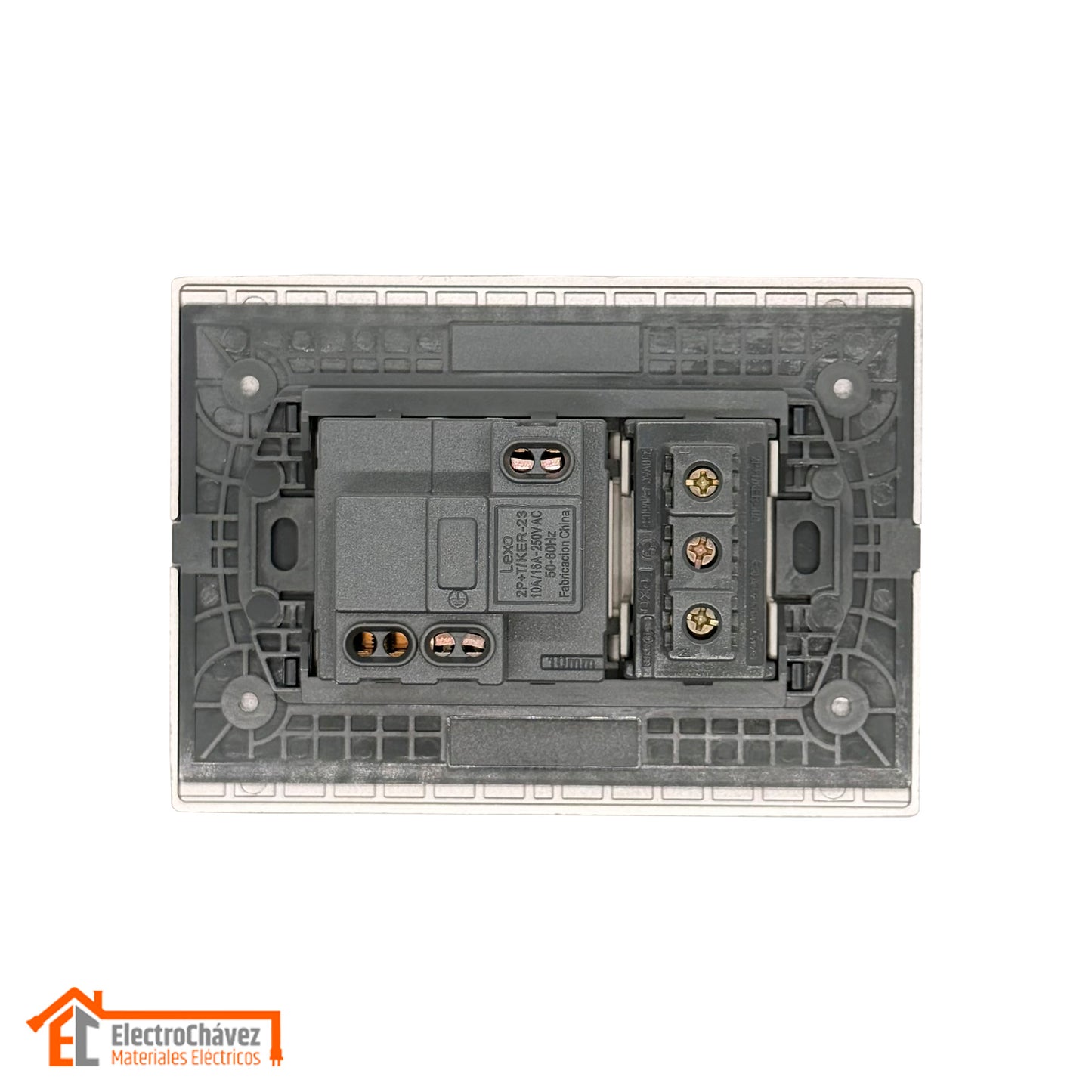 Enchufe Embutido Simple 10a + Enchufe Schuko 10/16a Silver Andes Armado Metal - Lexo