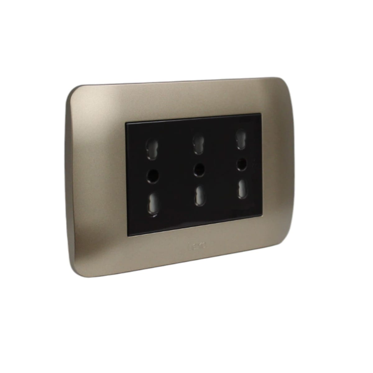 Enchufe Embutido Tríplex 2p+t 16a  café /titanio Armado - Lexo