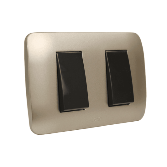 Interruptor Embutido doble 9/15 10a café / titanio Armado - Lexo