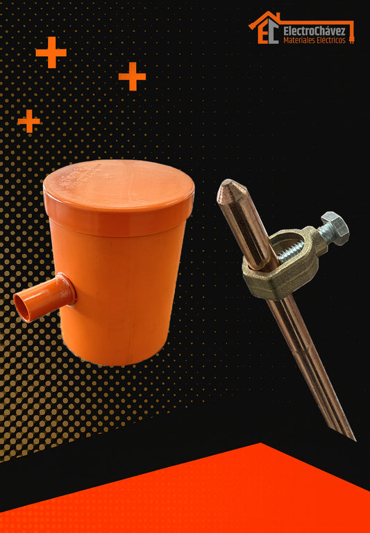 Pack Barra Tierra 1mt + Conector Bronce + Cámara Registro 160mm