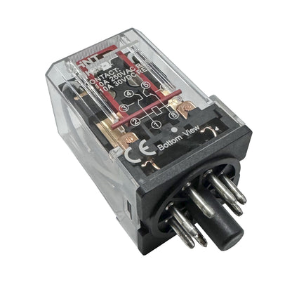 Mini Relé 8 Pin 10A 220V AC Encapsulado + Base Riel Din - CHINT