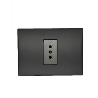 Enchufe Embutido Simple 2p+t 10a Black Andes Armado Metal - Lexo