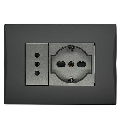 Enchufe Embutido Simple 10a + Enchufe Schuko 10/16a Black Andes Armado Metal - Lexo