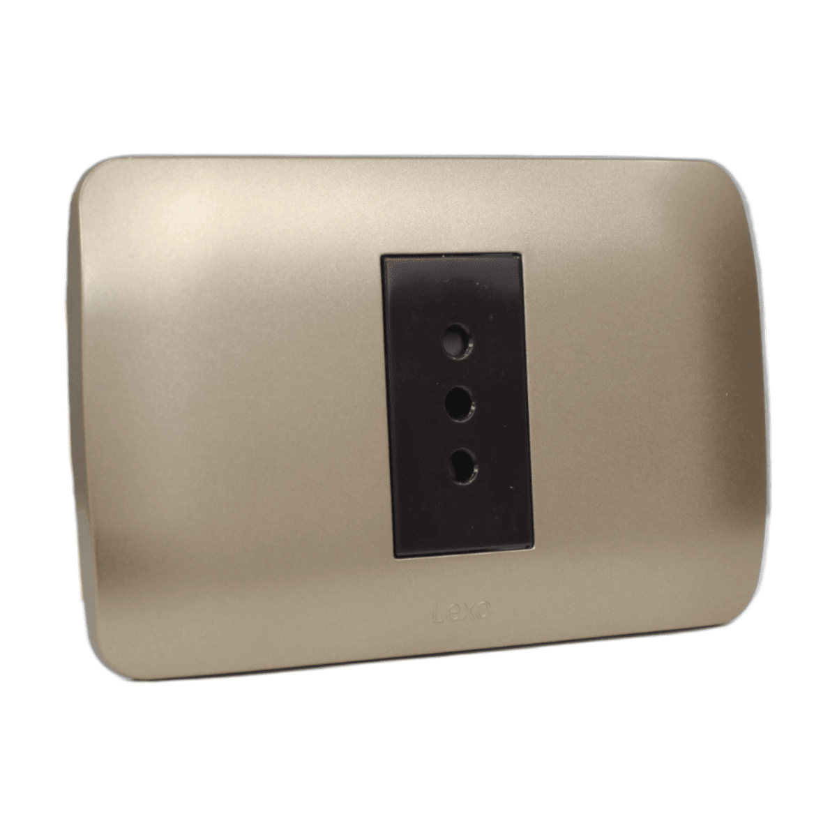 Enchufe Embutido Simple 2p+t 10a café / titanio Armado - Lexo