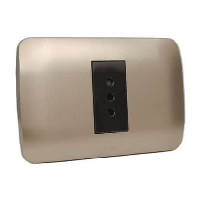 Enchufe Embutido Simple 2p+t 10a café / titanio Armado - Lexo