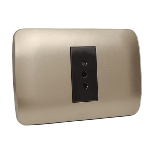 Enchufe Embutido Simple 2p+t 10a café / titanio Armado - Lexo