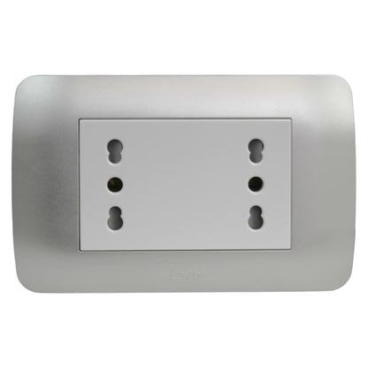 Enchufe Embutido Duplex 2p+t 16a Blanco / Plata Armado - Lexo