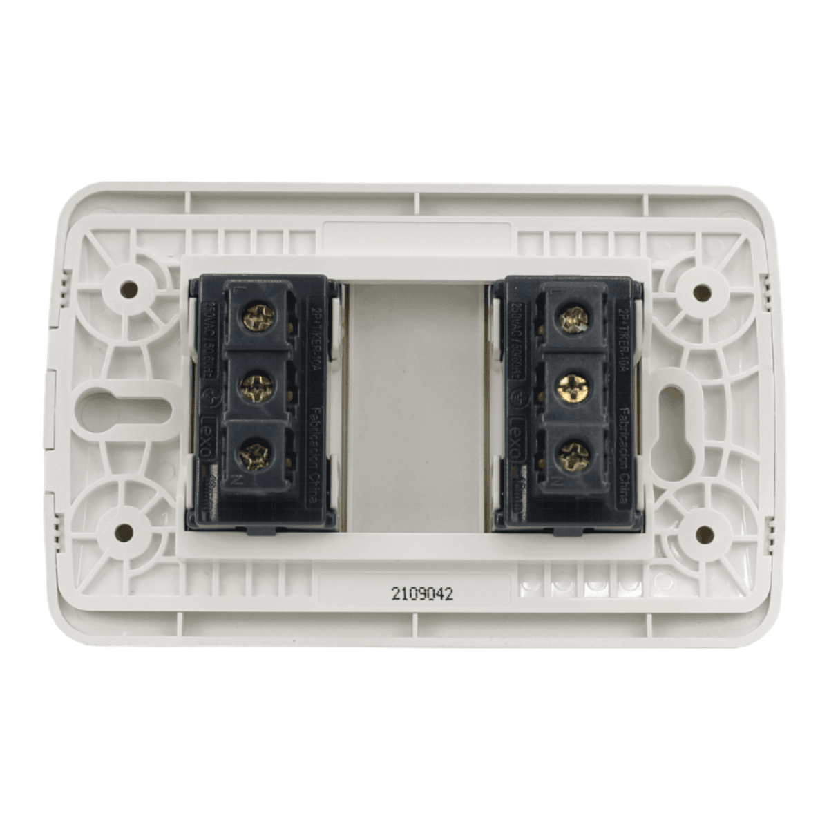 Enchufe Embutido Doble 2p+t 10a blanco / Plata Armado - Lexo