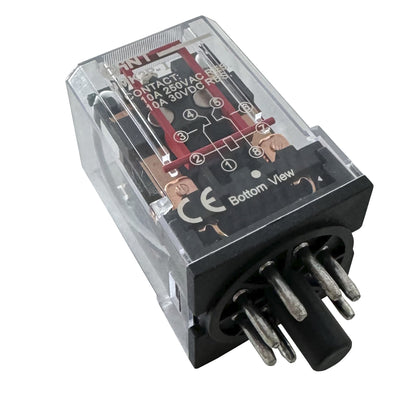 Mini Relé 8 Pin 10A 24V DC Encapsulado + Base Riel Din - CHINT