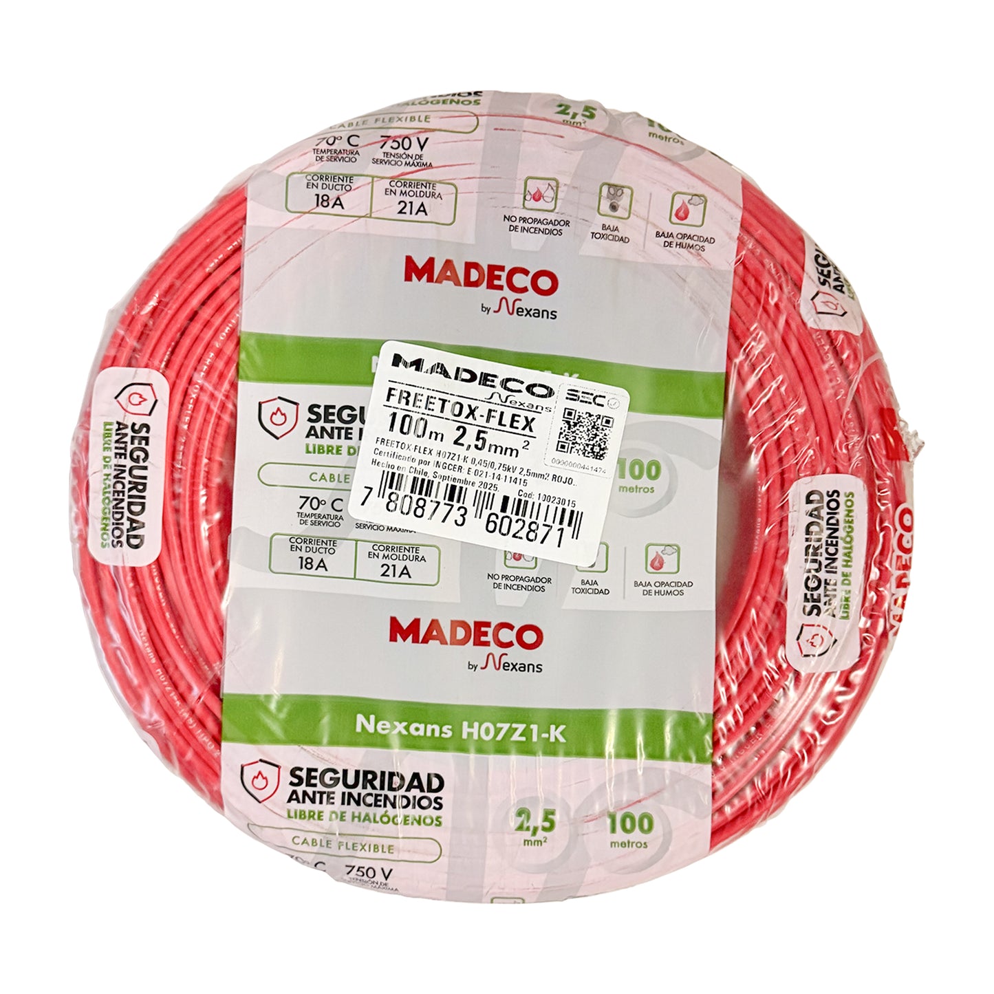 Cable Certificado Evaflex 2,5 mm² Libre De Halógeno (h07z1-k) por 100 metros