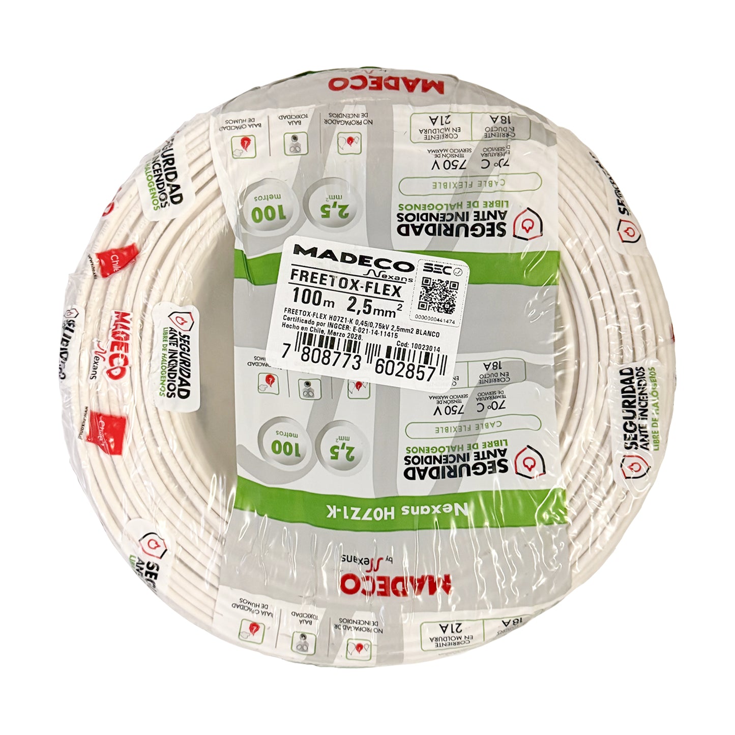 Cable Certificado Evaflex 2,5 mm² Libre De Halógeno (h07z1-k) por 100 metros