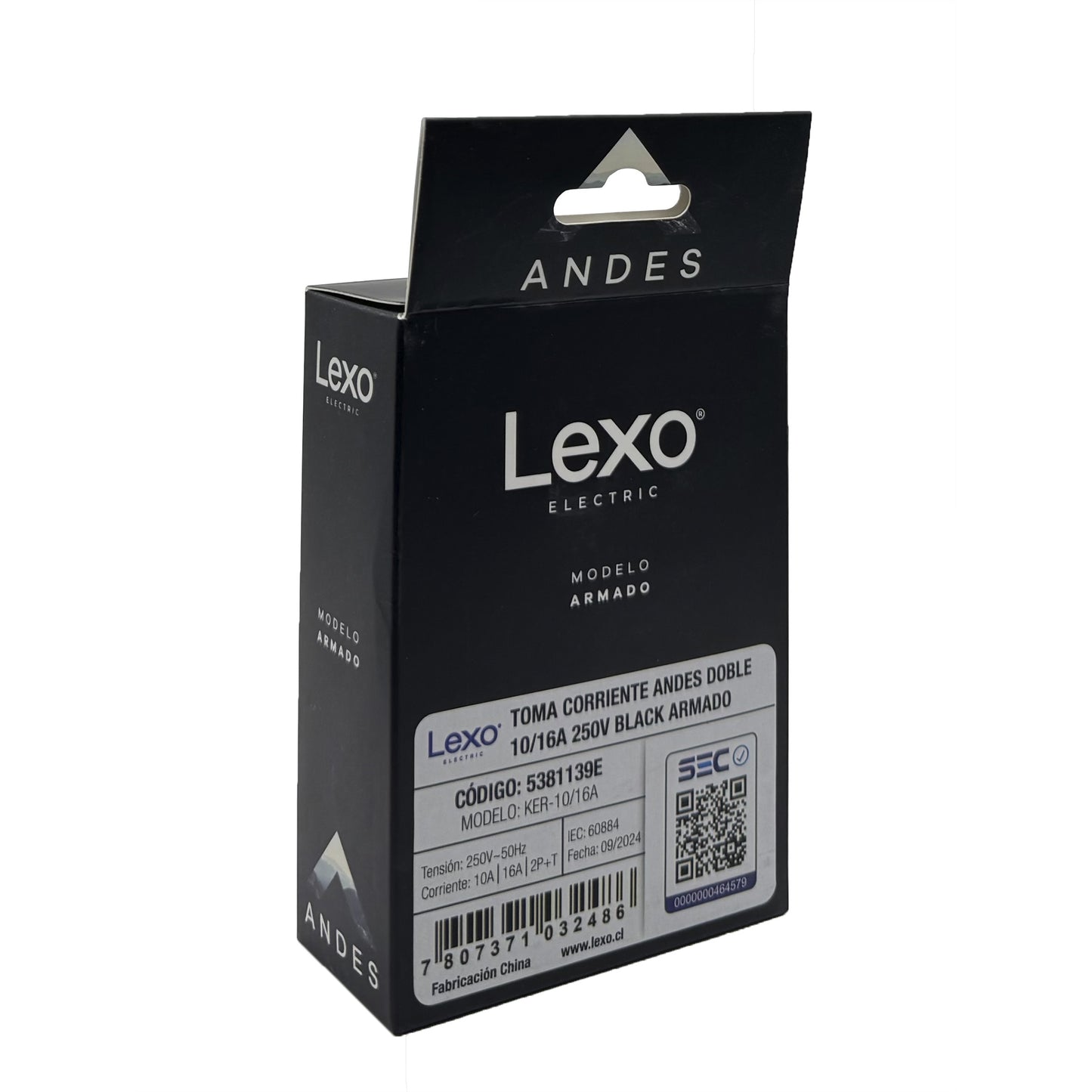 Enchufe Embutido Doble 2p+t 16a Black Andes Armado Metal - Lexo