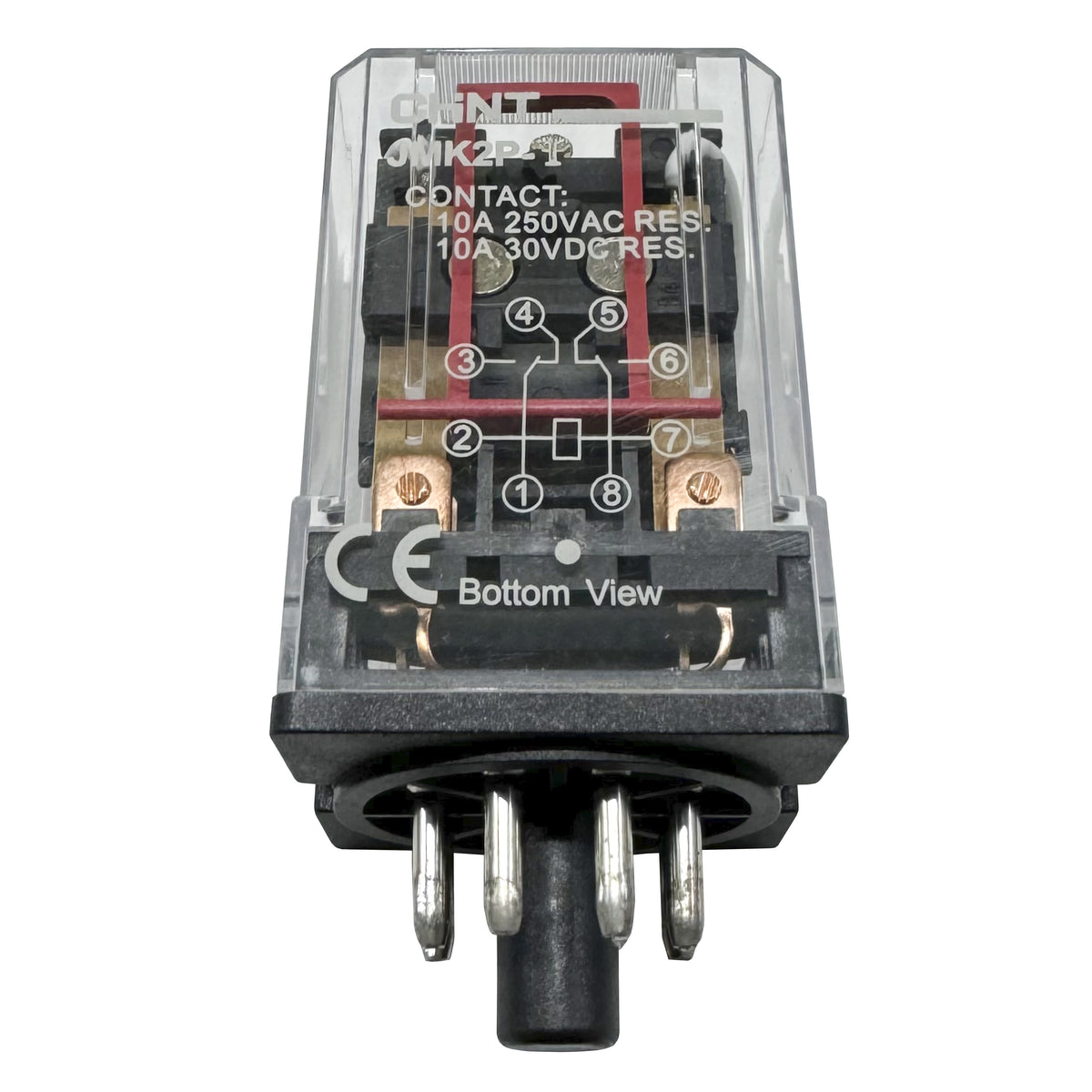 Mini Relé 8 Pin 10A 220V AC Encapsulado + Base Riel Din - CHINT