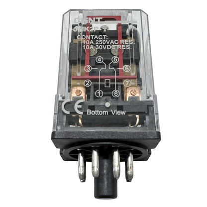 Mini Relé 8 Pin 10A 220V AC Encapsulado + Base Riel Din - CHINT