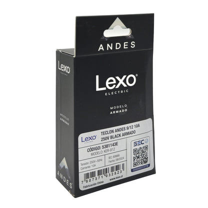 Interruptor Embutido Simple Teclón 9/12 10a Black Andes Armado Metal - Lexo
