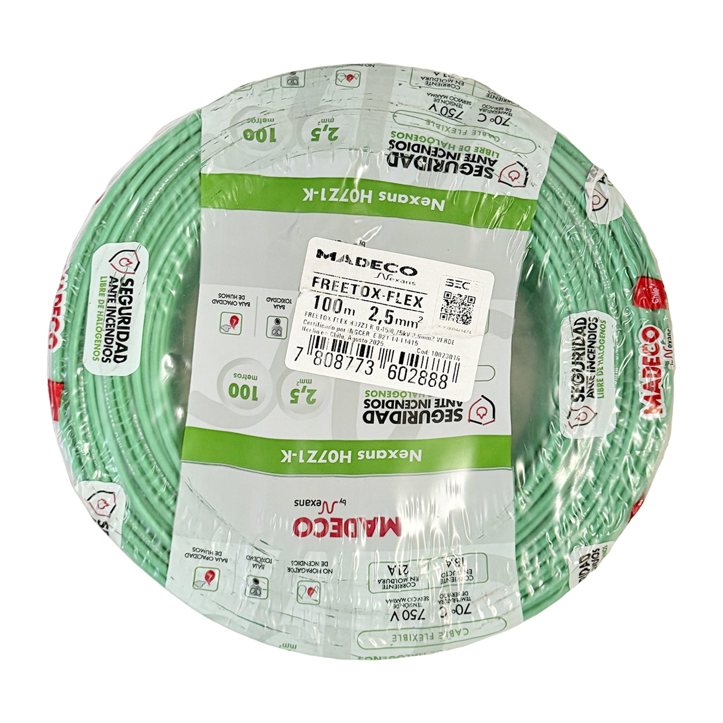 Cable Certificado Evaflex 2,5 mm² Libre De Halógeno (h07z1-k) por 100 metros