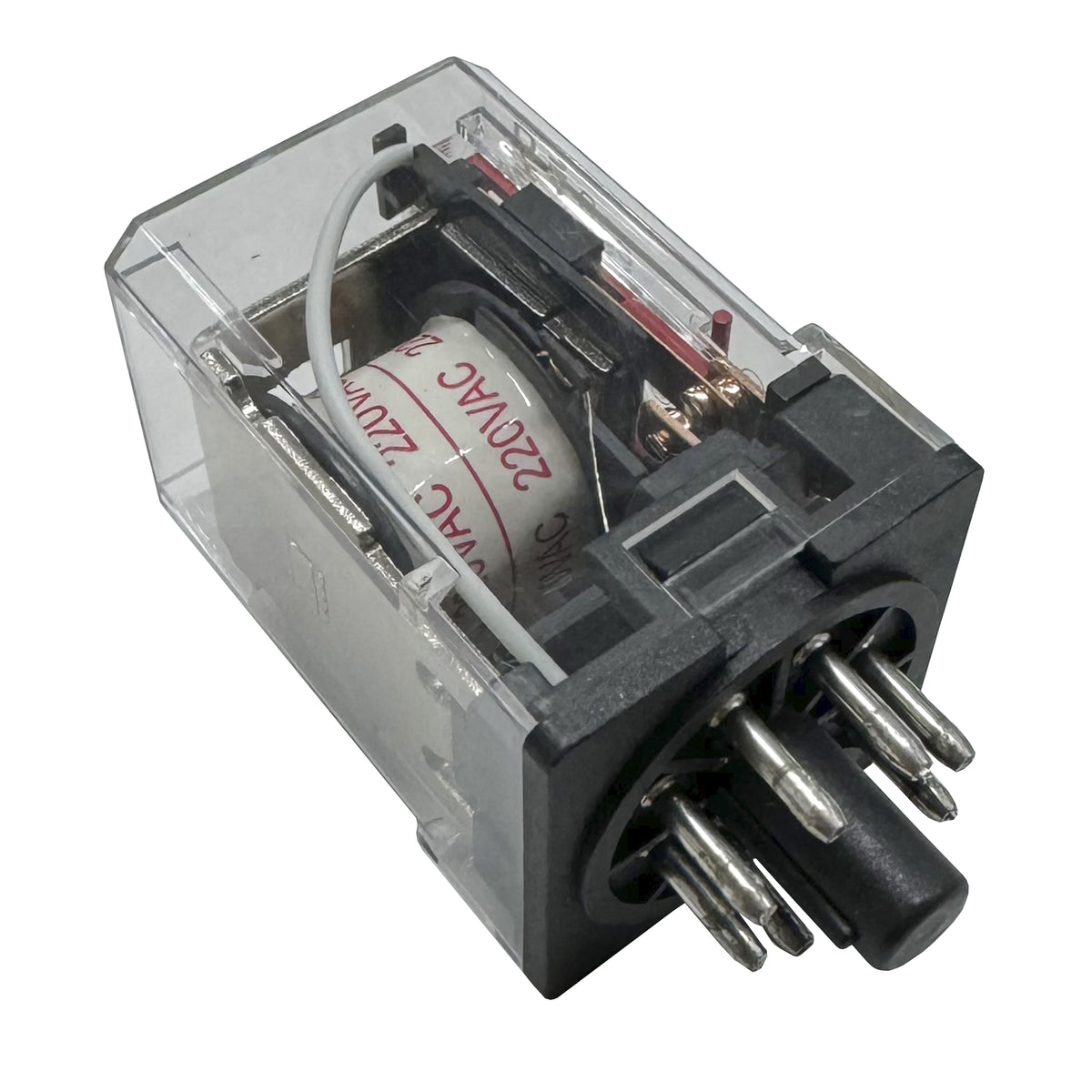Mini Relé 8 Pin 10A 220V AC Encapsulado + Base Riel Din - CHINT