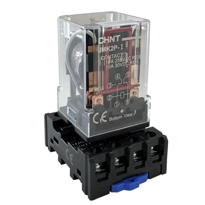 Mini Relé 8 Pin 10A 24V AC Encapsulado + Base Riel Din - CHINT