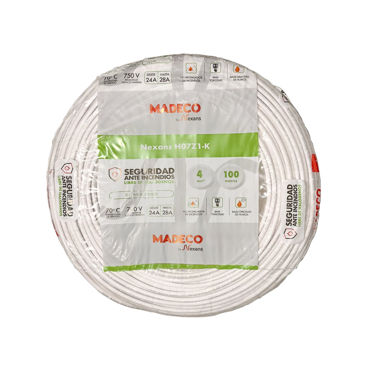 Cable Certificado Evaflex 4mm² Libre De Halógeno (h07z1-k) por 100 metros