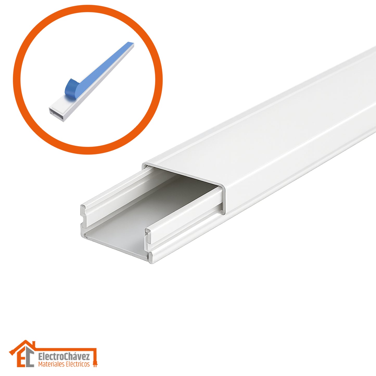 Canaleta / Moldura PVC Con Adhesivo 20x10mm Largo 2mts Blanco