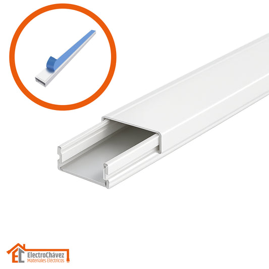 Canaleta / Moldura PVC Con Adhesivo 20x10mm Largo 2mts Blanco