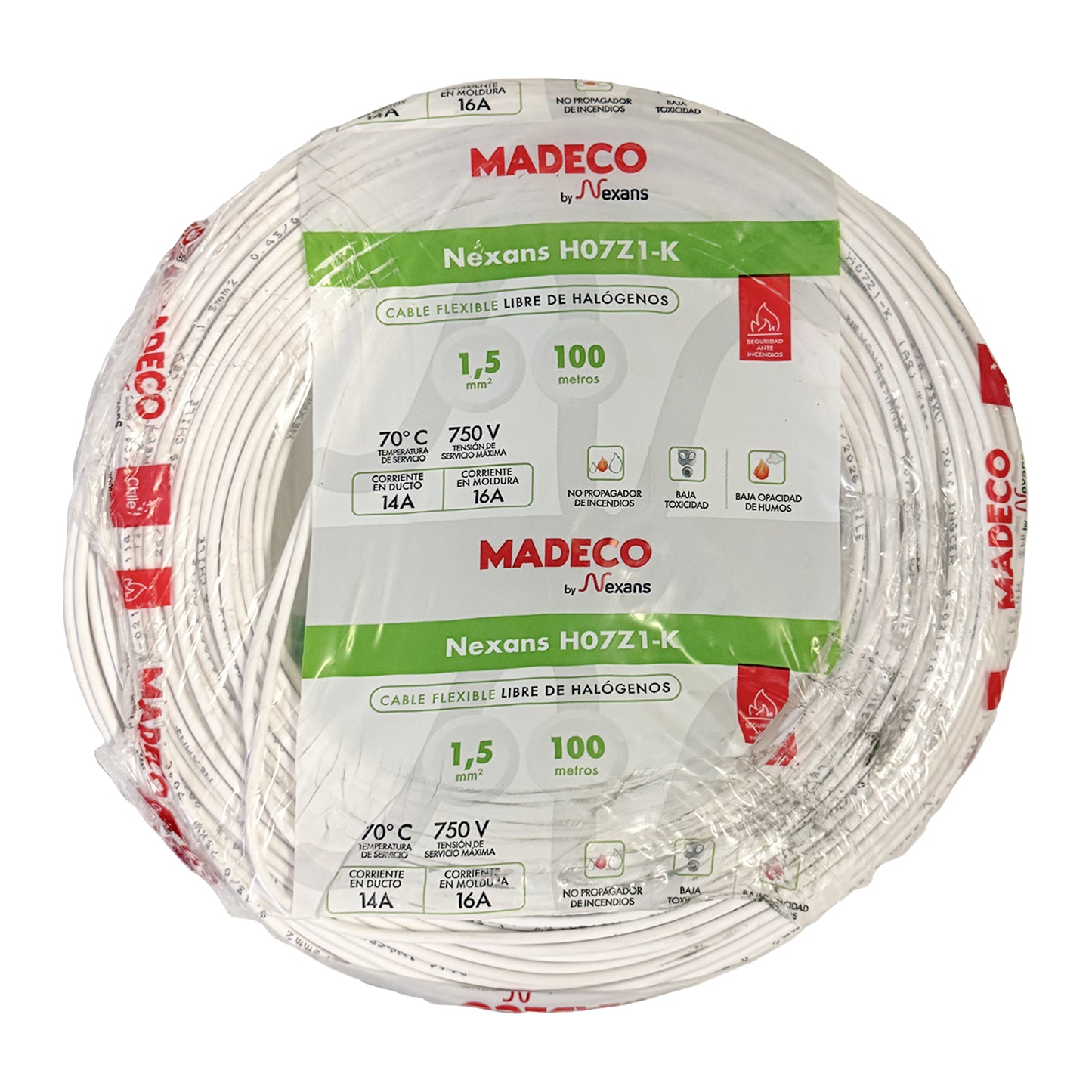 Cable Certificado Evaflex 1,5 mm² Libre De Halógeno (h07z1-k) por 100 metros