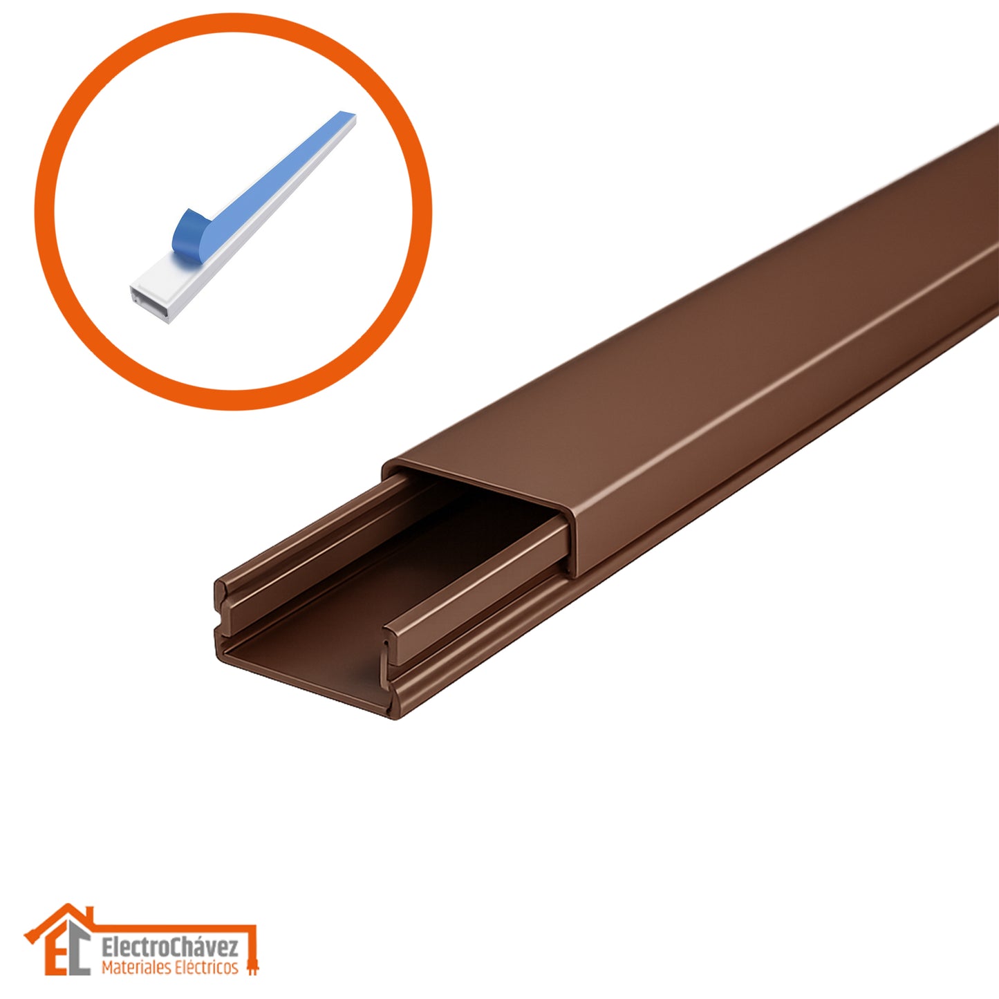 Canaleta / Moldura PVC Con Adhesivo 20x10mm Largo 2mts Café