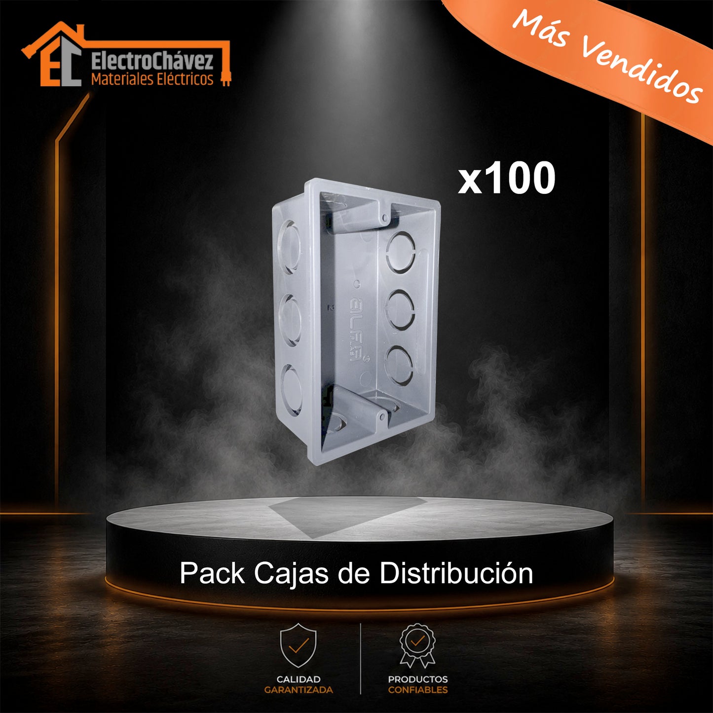 (pack 100) Caja Distribución Embutida Eléctrica Pvc Tabique Gris