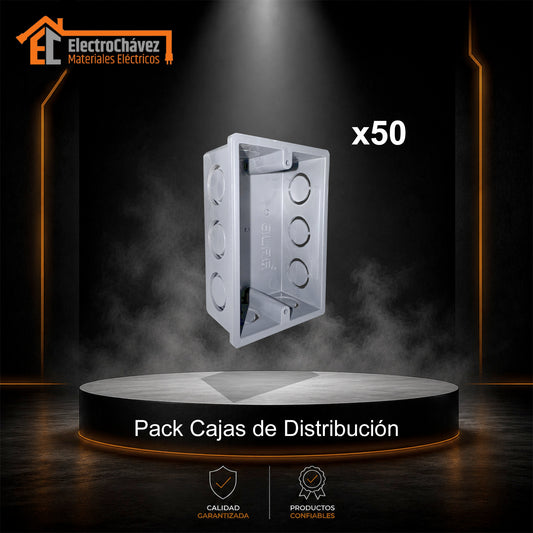 (pack 50) Caja Distribución Embutida Eléctrica Pvc Tabique Gris