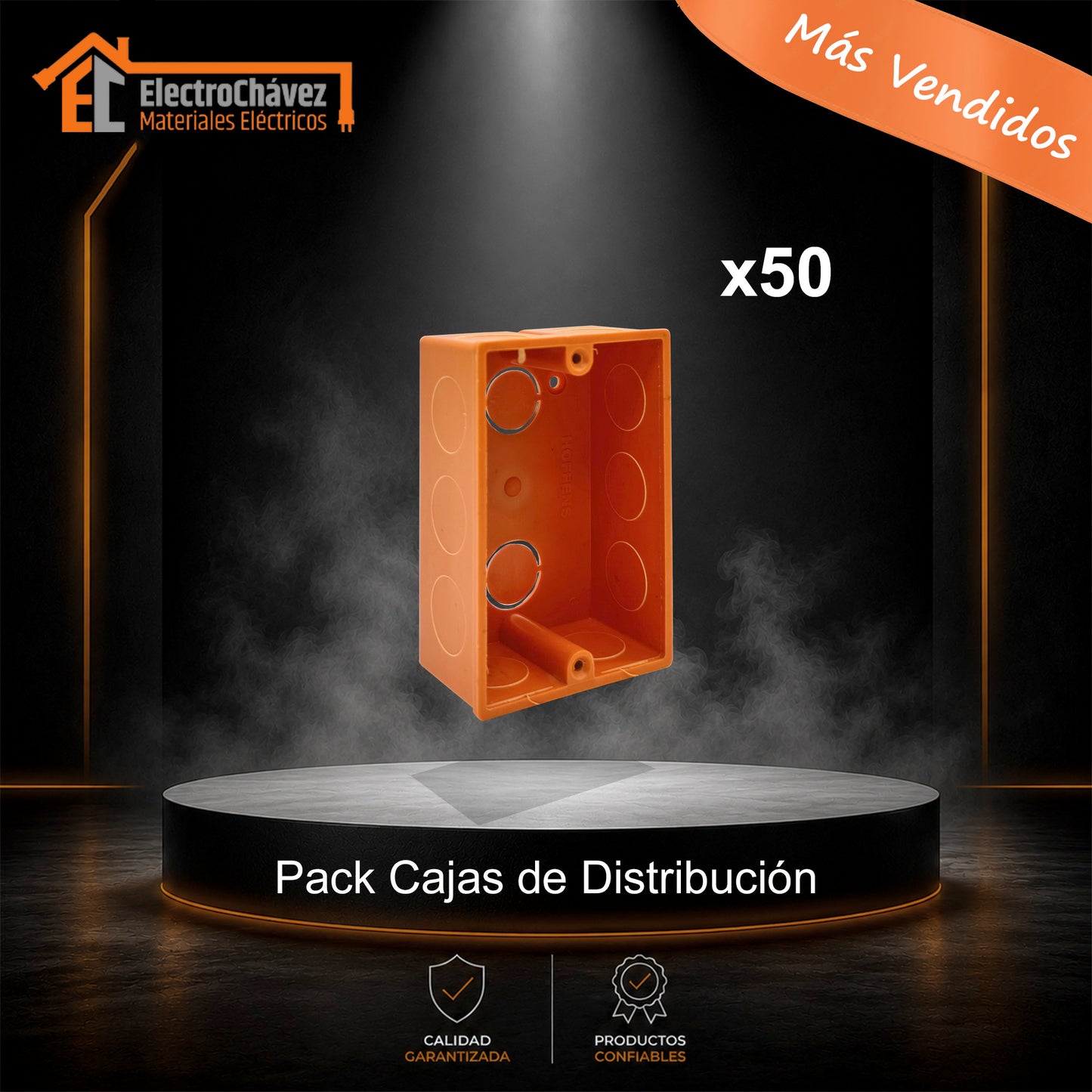 (pack 50) Caja Distribución Embutida Eléctrica Pvc Tabique Naranja