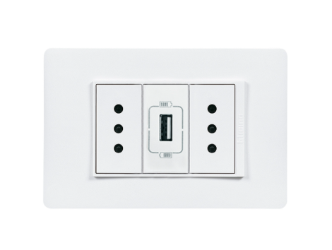 Enchufe Doble Embutido 10a + Cargador Usb Blanco Armado Luzica - Bticino