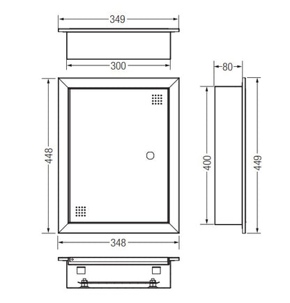 Tablero Metálico 400x300x80mm Embutido Interior