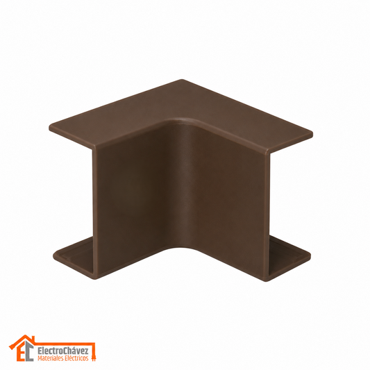 Curva interior 20x10mm PVC Para Canaleta / Moldura Café