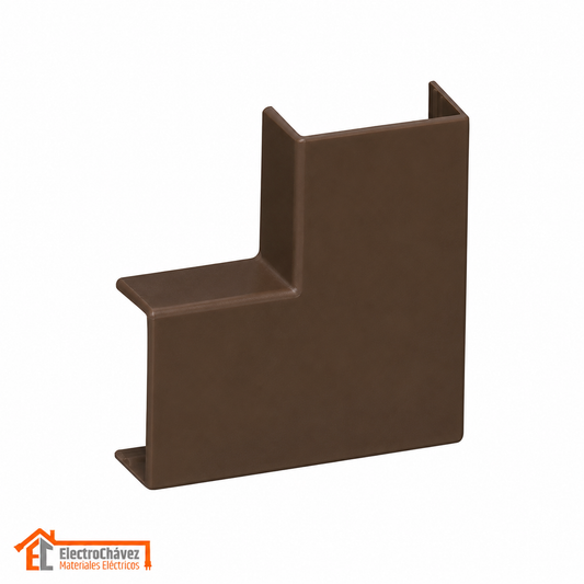 Curva Plana 20x10mm PVC Para Canaleta / Moldura Café